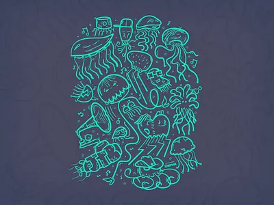 B-boys, divas... colour selection. illustration jellyfish