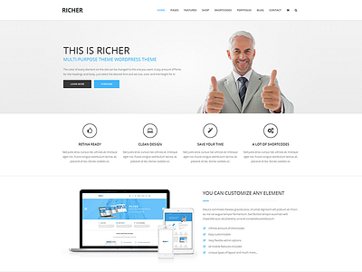 Richer - WordPress + Woocommerce only for $45 corporate mega menu page builder responsive retina themeforest woocommerce wordpress