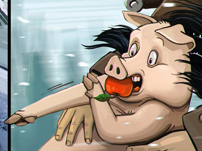 Pig II apple comics pig piglet swine