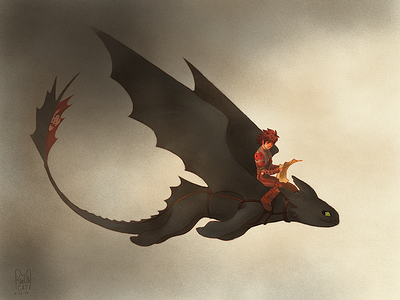 Hiccup and Toothless dragon illustration movie vikings