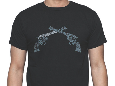 Outlaws Saloon T-Shirt clothes drawing guns pistol sketch tshirt western