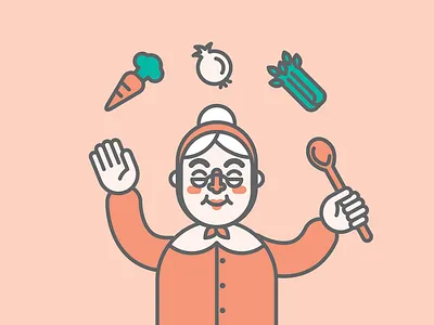 Soup Grandma 2 carrot celery grandma granny illustration mirepoix onion soup vector vegetables