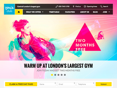 YMCA Club website drupal fitness gym navigation responsive sports website