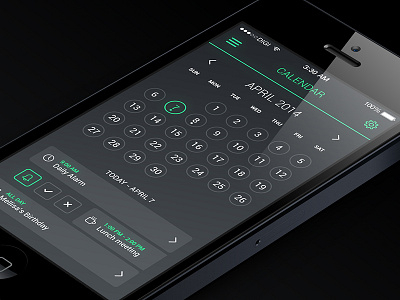 Calendar UI app ios mobile ui