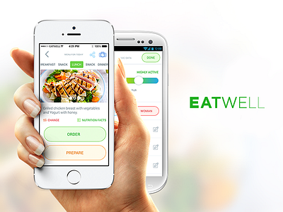 Eatwell Screens app cook design eat eating food health mobile order well