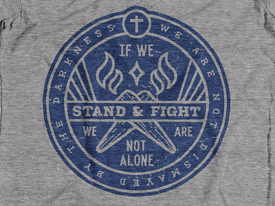 Stand & Fight badge fire for today god navy texture vintage