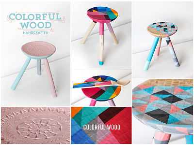 colorful wood chair colorfulwood handcrafted handmade handpainted pattern stool