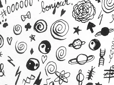 New Calligraphy Pens black calligraphy doodles drawing flower ink pen spiral swirl white yinyang