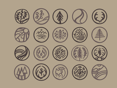 hand drawn nature icons deer fox hand drawn icons nature plants rivers trees