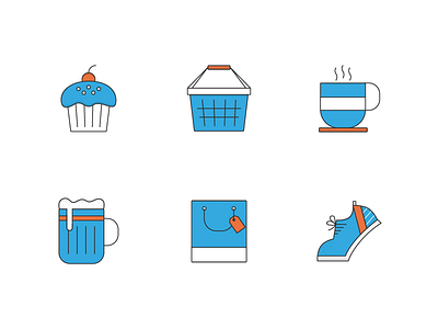 Small Biz Icons bar boutique coffee cupcake fitness grocery icons illustration