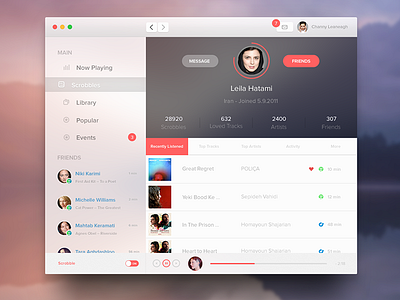 last.fm Yosemite dashboard last.fm last fm mac desktop app music profile social ui ux osx os x web music player