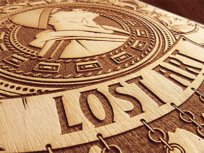 LOST ART | Skateboard crest hiphop illustration lasercut logo rustic skateboard typography