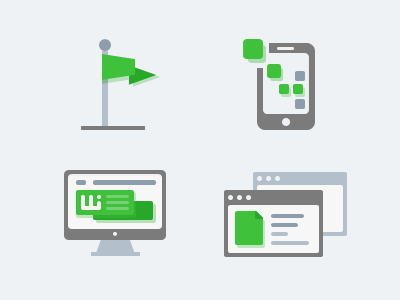 Flat Icons app brand clean flag flat framework imac mobile simple website