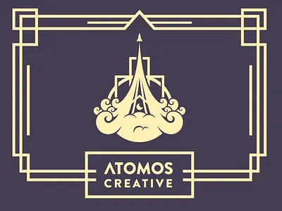 Atomos Creative Dark art deco atom atomos branding creative design logo