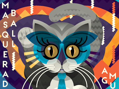 Spaytacular Mascarade Ball cats illustration non profit poster design spay and neuter your pets