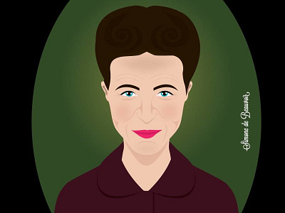 Simone De Beauvoir france illustration philosophy portrait vector woman