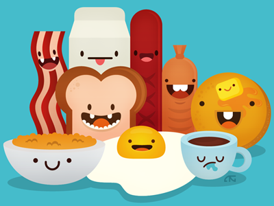 Breakfast club breakfast cartoon cute illustration