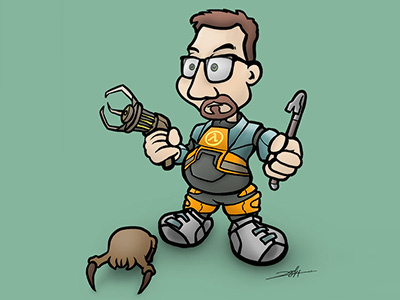 Gordon Freeman cartoon draw freeman gordon half life