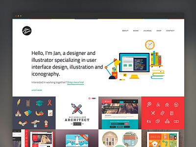 New JanCavan.com app flat icon illustration interface menu portfolio ui ux web website workstation