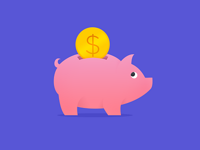 Piggy bank bank coin flat icon money pig piggy