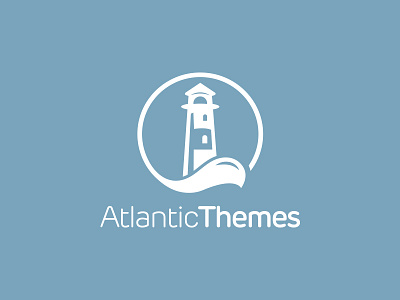 Atlantic Themes Logo atlantic blue brand flat identity lighthouse logo water