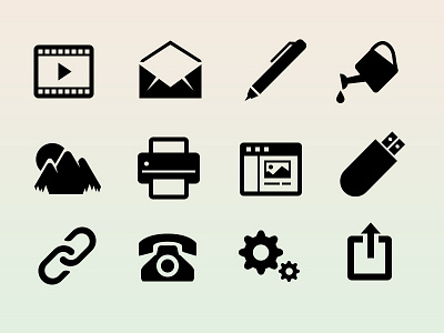 Signia icons update app flat glyph icon icons mail nature pen ui vector video web