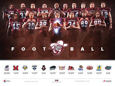 2014 Eastern Kentucky University Football Poster athletics college football glow maroon photo manipulation photoshop poster sports sports design