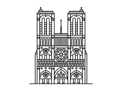 Notre Dame architecture icon illustration