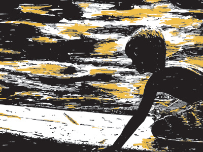surfer 2 color pen silhouette surfer