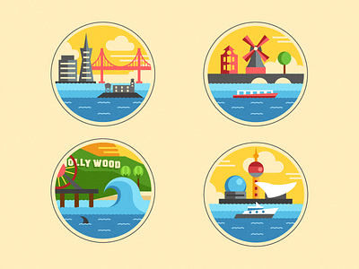City Icons amsterdam city flat frisco globe icon los angeles round san francisco vector world