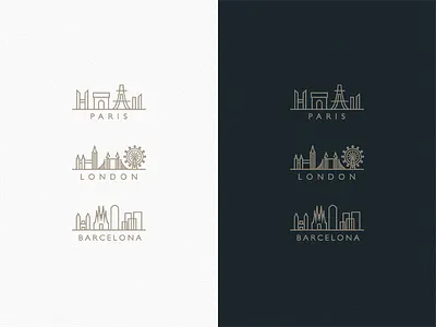 Paris / London / Barcelona capital cities city europe line luxe outline skyline urban