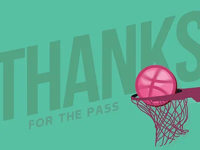 Thanks For The Pass basketball dribbble first shot retro green thank you dribbble thanks