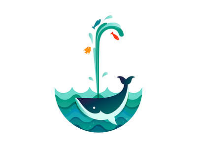 The ocean is an umbrella animal fishs illustration ocean umbrella vector whale