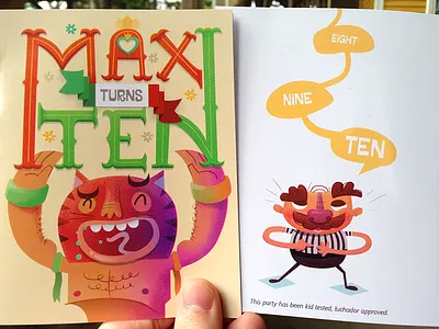 Max turns 10 - Legit birthday card cartoon illustration luchador luchadores print referee