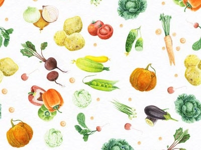 Vegetable pattern pattern vegetable watercolor