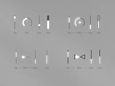 UI Research for Session Keys GUI (Dynamics Section) constructed controls e instruments flat session keys