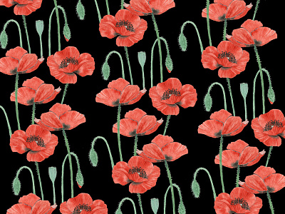 Poppy pattern flower pattern poppies poppy watercolor
