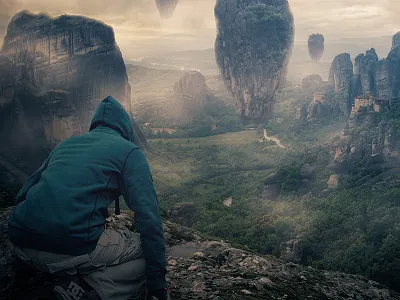 Solitude hoodie mountains photo manipulation surreal solitude surrealism