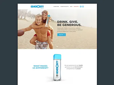 Generosity Water charity donate flat full width generosity homepage landing water water bottle