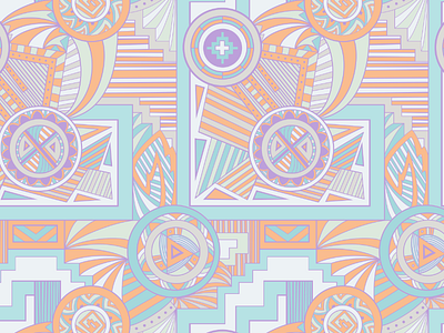 Warm Tribal orange pattern purple repeat tribal turquoise warm