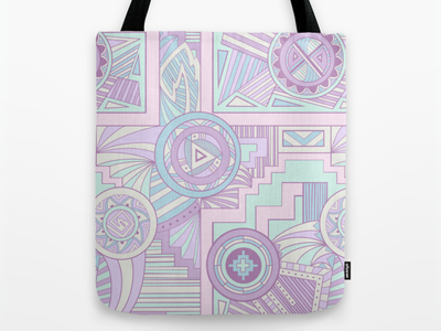 Cool Tribal Tote bag blue cool mint pastel pattern pink purple tote tribal