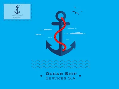 Ocean Ship Services ancla logo mar marineros oceano vector