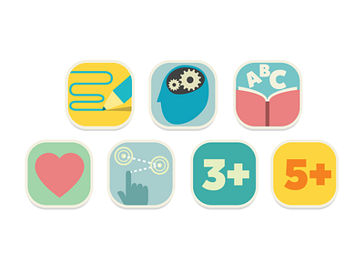 Educational Icons app art blue branding design flat icon illustration logo type typography ui