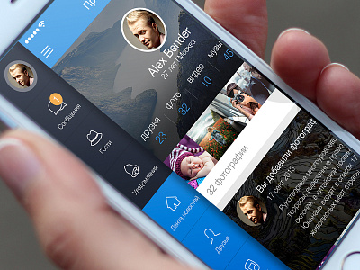 Social app sidebar app ios photos profile sidebar social ui ux