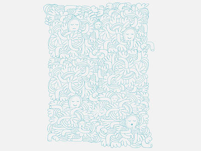 Pssst..there be monkeys in the woods art blue clean design illustration pattern