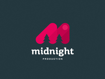 Midnight production forest letter logo m midnight moon night production zerographics