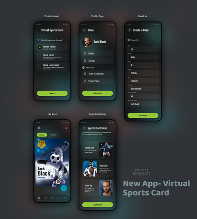 The mobile app named "Virtual Sports Card" designed by Ansysoft adobephotoshop athletesprofile athleticprofile coachconnect digitalsportscard findacoach getscouted mobileapp myathleticprofile nextlevelathlete scoutme showcaseyourtalent sportsapp sportsnetwork sportsrecruiting sportsrecruitment talentdiscovery virtualsportscard