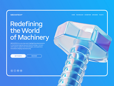 Landing Page for a Tech Event 3ddesign dailyui designinspiration figma futuristicdesign interactiondesign landingpage minimalistui modernui techevent ui userexperience ux webdesign websitedesign