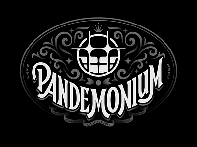 Pandemonium affinity bold energy entertainment face glow logo minimalistic mystery shine smile