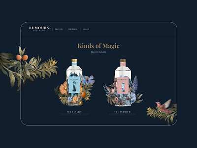 RUMOURS Dry Gin - Landing Page beverage gin landing page product design ui